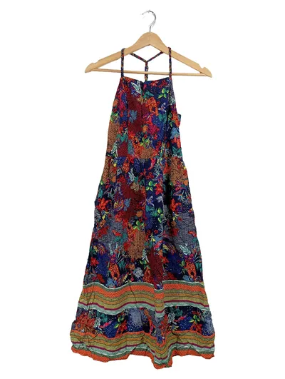 Superdry Sommerkleid Damen Gr. 36 Boho Blumenmuster Mehrfarbig Viskose