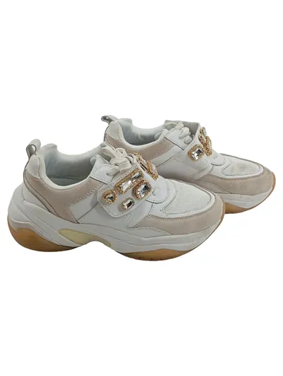 Tamaris Fashletics Sneaker Damen Gr. 37 Weiß Strasssteine Chunky