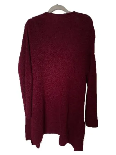 Rena Marx Damen Strickjacke Lang Cardigan Bordeaux Wolle Gr. 38 M