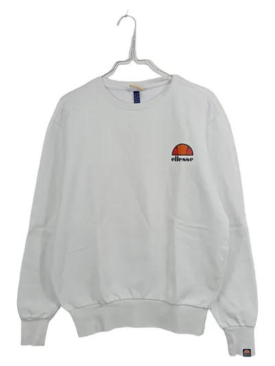 ellesse Sweatshirt Herren Baumwolle Logo Print Weiß Gr. S