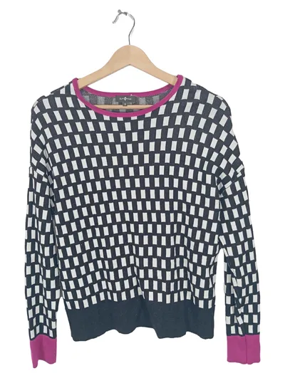Surkana Damen Pullover Gr. S Schwarz Weiß Kariert Pink Akzente