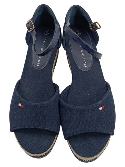Tommy Hilfiger Damen Espadrilles Keilabsatz Sandalen Navy Blau Gr. 36