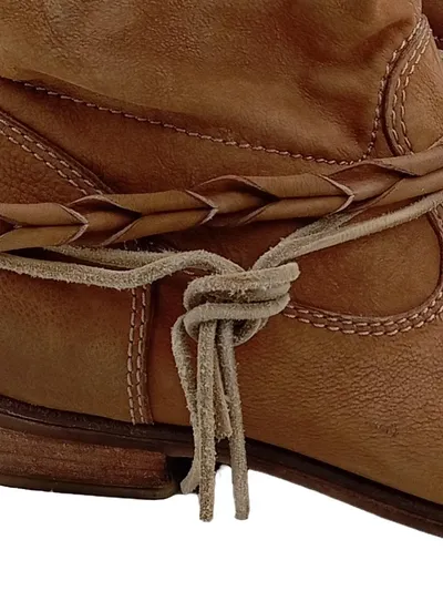 MJUS Damen Leder Stiefeletten Gr. 39 Braun Boho Fransen Reißverschluss