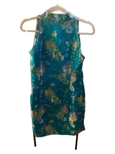 Hallhuber Damen Sommerkleid Gr. 42/XL Türkis Asiatisch Floral Elegant