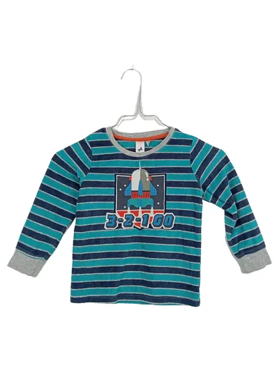 Palomino Kinder Langarmshirt Gr. 98/104 Rakete 3-2-1 Go Gestreift