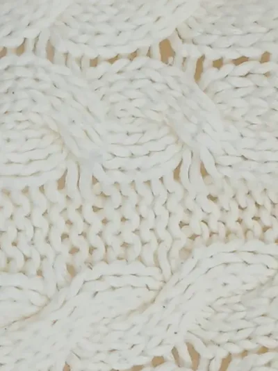 Crivit Strickmütze Bommel Damen Zopfmuster Wintermütze Beige Polyacryl