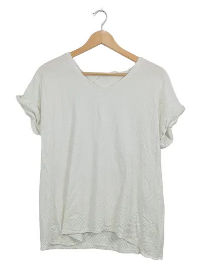Soyaconcept Damen Shirt V-Ausschnitt Kurzarm Weiß Gr. L Viskose