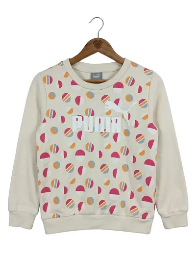 PUMA Kinder Pullover Gr. 92 Beige Punkte Sweatshirt Mädchen