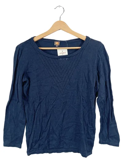 Who's That Girl Damen Pullover Strickpullover Blau Lochmuster Gr. M