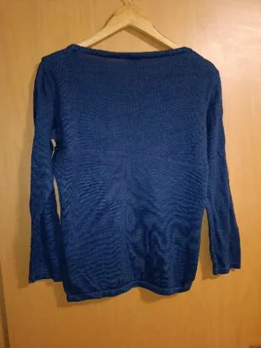 Who's That Girl Damen Pullover Strickpullover Blau Lochmuster Gr. M