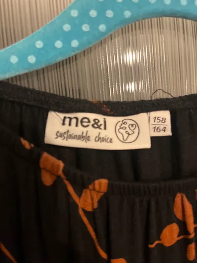 me&i Jumpsuit Kinder Gr. 158/164 Schwarz Blätter Muster Viskose