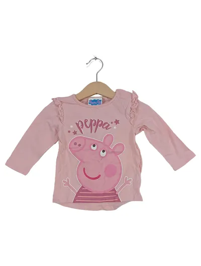 Peppa Pig Langarmshirt Mädchen Gr. 74 Rosa Rüschen Baumwolle