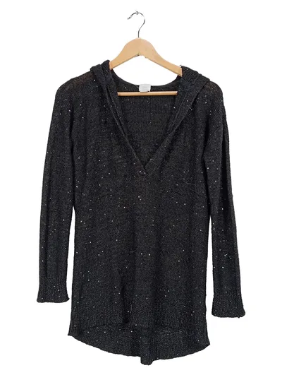 Alba Moda Strickpullover Kapuze Pailletten Schwarz Damen Gr. 36/38