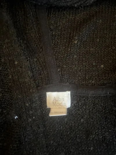 Alba Moda Strickpullover Kapuze Pailletten Schwarz Damen Gr. 36/38