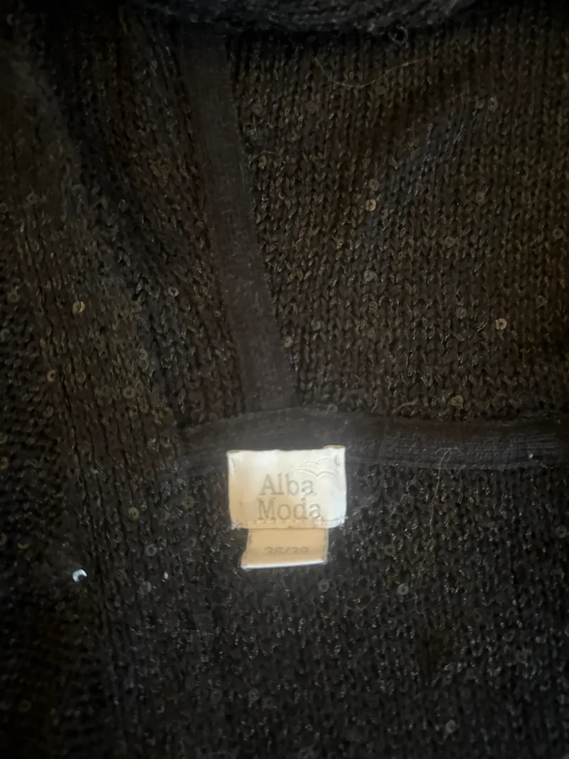 Alba Moda Strickpullover Kapuze Pailletten Schwarz Damen Gr. 36/38 2