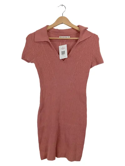 Abercrombie & Fitch Strickkleid Damen XS Rosa Rippstrick Polokragen