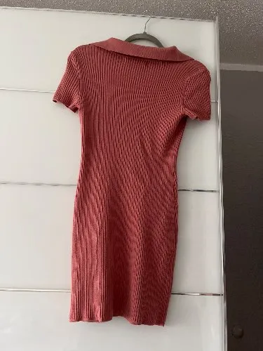 Abercrombie & Fitch Strickkleid Damen XS Rosa Rippstrick Polokragen