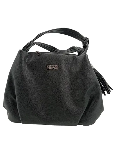 Coveri Collection Damen Henkeltasche Schwarz Elegant Quaste Kunstleder