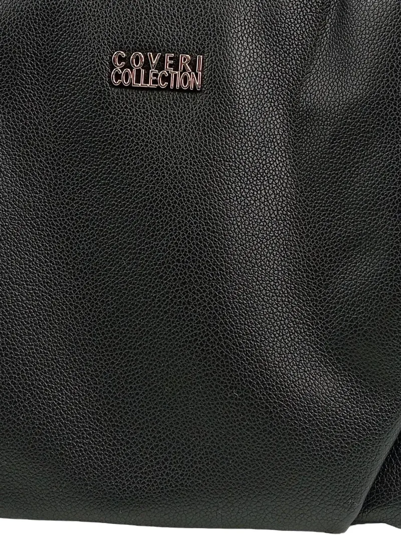 Coveri Collection Damen Henkeltasche Schwarz Elegant Quaste Kunstleder 4