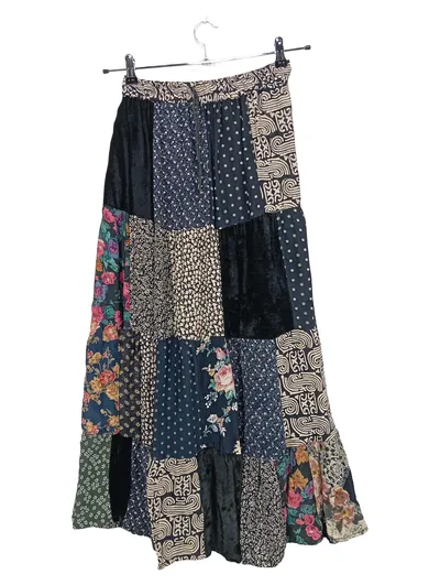 Full Power Maxirock Damen 40 Boho Viskose Mehrfarbig Raffungen Freizeit