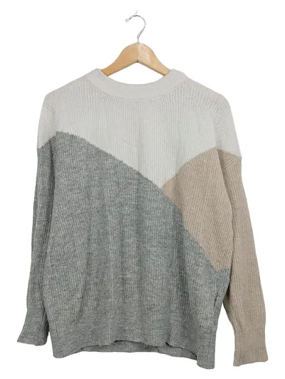 Canda Damen Strickpullover Pullover Gr. M Grau Colorblock Casual