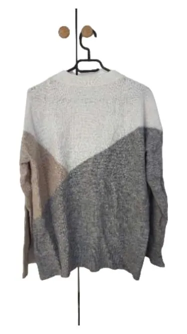 Canda Damen Strickpullover Pullover Gr. M Grau Colorblock Casual