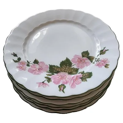 Eschenbach Kuchenteller Porzellan 6er Set Blumenmuster Weiß 21cm