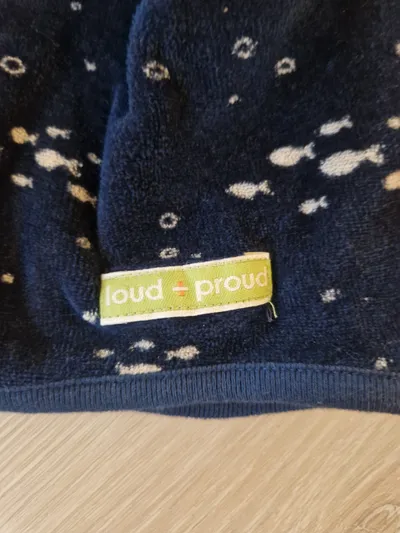 loud + proud Kinder Mütze Blau Fisch Muster Bio-Baumwolle Frottee