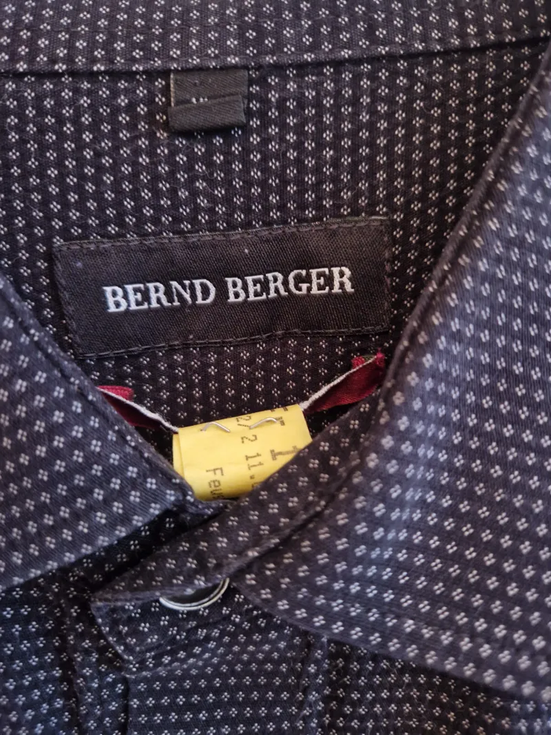 Bernd Berger Business Hemd Herren XXL Grau Gepunktet Langarm Baumwolle 3