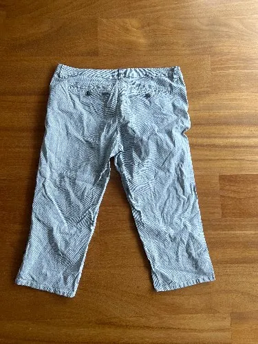Tom Tailor Damen Capri Jeans Tapered Fit 3/4 L20 gestreift grau W28/38