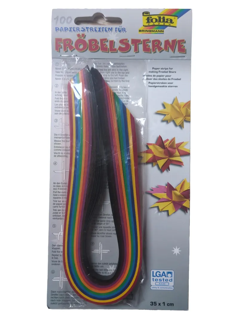 folia Papierstreifen Fröbelsterne 100 Stück Mehrfarbig Bastelpapier 35x1cm 1