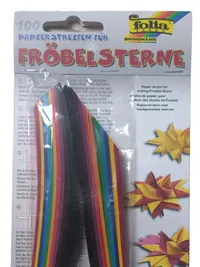 folia Papierstreifen Fröbelsterne 100 Stück Mehrfarbig Bastelpapier 35x1cm 2