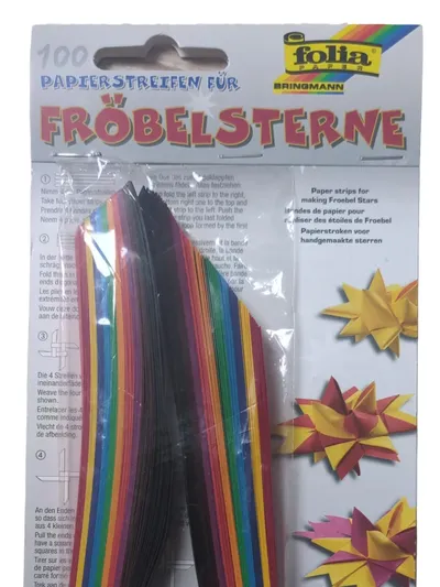 folia Papierstreifen Fröbelsterne 100 Stück Mehrfarbig Bastelpapier 35x1cm