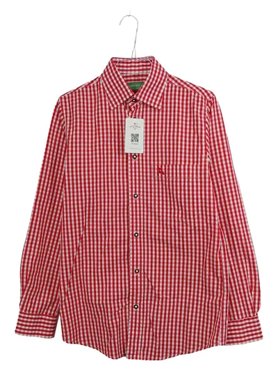 Country Line Trachtenhemd Herren XS rot weiß kariert Baumwolle