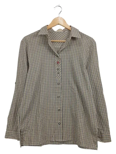 C&A Landhaus Trachtenbluse Damen Gr. 40 kariert beige C&A Langarm