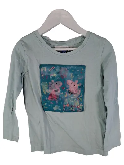Peppa Pig Langarmshirt Mädchen Gr. 110/116 Türkis Baumwolle Kinder