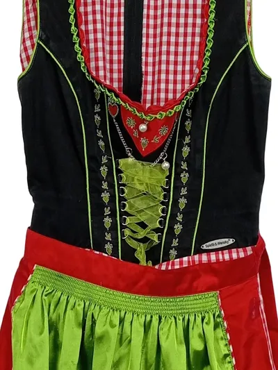 Spieth & Wensky Dirndl Trachtenkleid Gr. 34 Schwarz Rot Grün Schürze