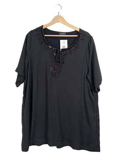 VIA APPIA DUE Damen T-Shirt Gr. 44 Schwarz Pailletten Perlenbesatz Elegant