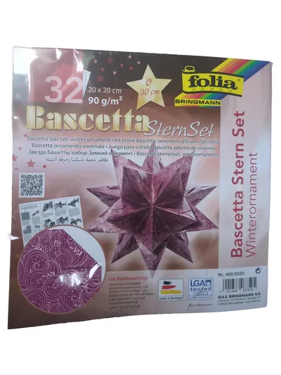 folia Bascetta Stern Set Bastelpapier 32 Blatt Lila 20x20cm