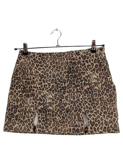 Monki Minirock Damen Gr. 36 Leopardenmuster Braun mit Schlitzen
