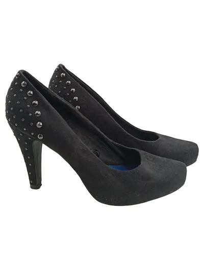 Only Pink Damen Pumps Gr. 40 Schwarz Nieten High Heels Faux-Wildleder Glamourös