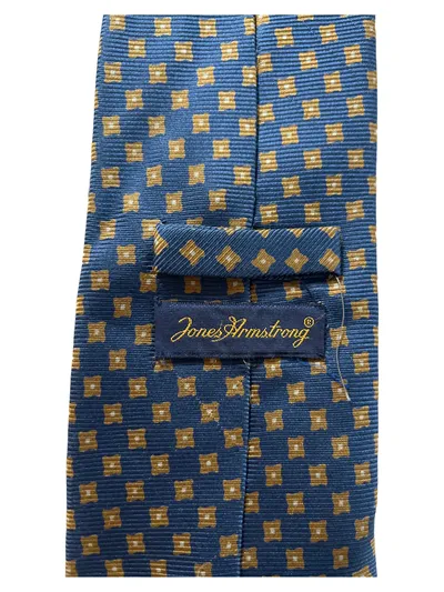 Jones Armstrong Herren Krawatte Seide Blau Geometrisch Business 150cm