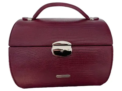 Windrose Schmuckkoffer Schmuckschatulle Leder Bordeaux Rot Reiseetui