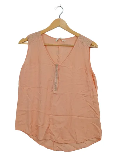 Grace & Mila Damen Top Bluse Ärmellos Rosa Spitze Gr. M 38