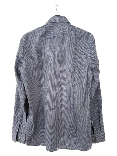 HUGO Business Hemd Herren Blau Strukturmuster Langarm Baumwolle Gr. L