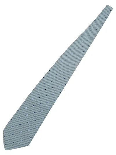Atwardson Seidenkrawatte Herren Grau Gestreift Gepunktet Business 144cm