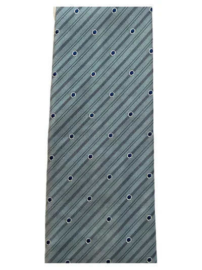 Atwardson Seidenkrawatte Herren Grau Gestreift Gepunktet Business 144cm