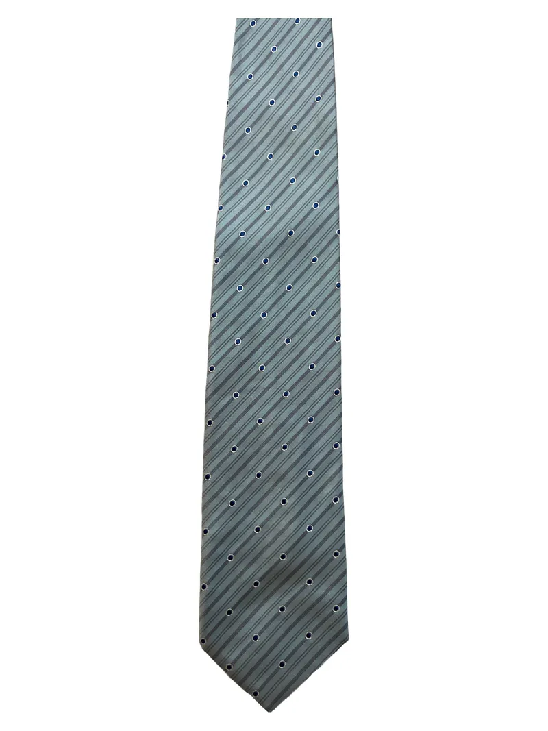 Atwardson Seidenkrawatte Herren Grau Gestreift Gepunktet Business 144cm 3