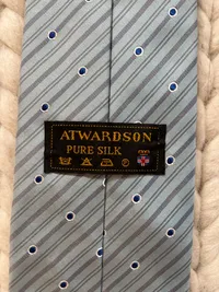 Atwardson Seidenkrawatte Herren Grau Gestreift Gepunktet Business 144cm 4
