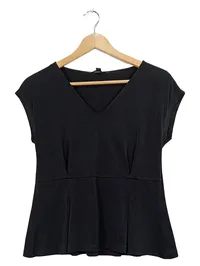 Banana Republic Damen Peplum Top V-Ausschnitt Schwarz Gr. XS Elegant 1